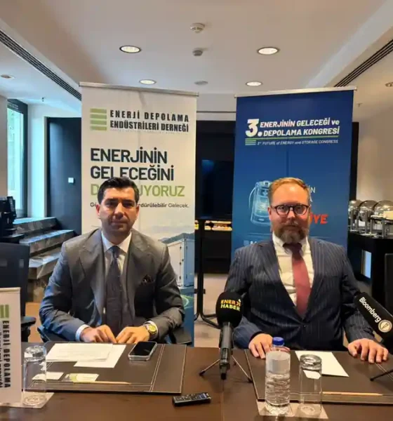 EDEDER Chairman Doğa Can Bayram and Vice Chairman Ramazan Kaya at the press meeting