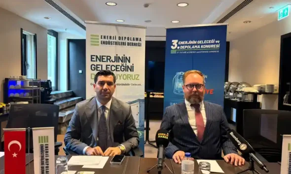 EDEDER Chairman Doğa Can Bayram and Vice Chairman Ramazan Kaya at the press meeting