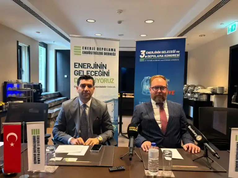 EDEDER Chairman Doğa Can Bayram and Vice Chairman Ramazan Kaya at the press meeting
