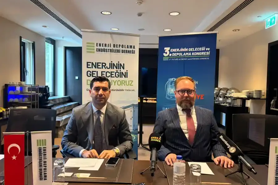 EDEDER Chairman Doğa Can Bayram and Vice Chairman Ramazan Kaya at the press meeting