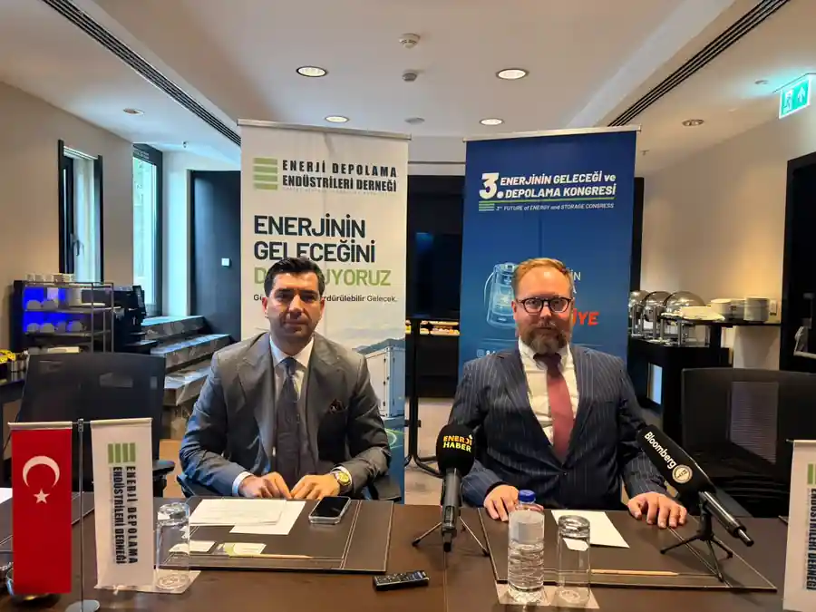 EDEDER Chairman Doğa Can Bayram and Vice Chairman Ramazan Kaya at the press meeting