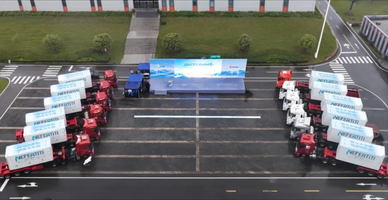 Trucks carrying Gotion Grid 5 MWh energy storage systems departing for Egypt